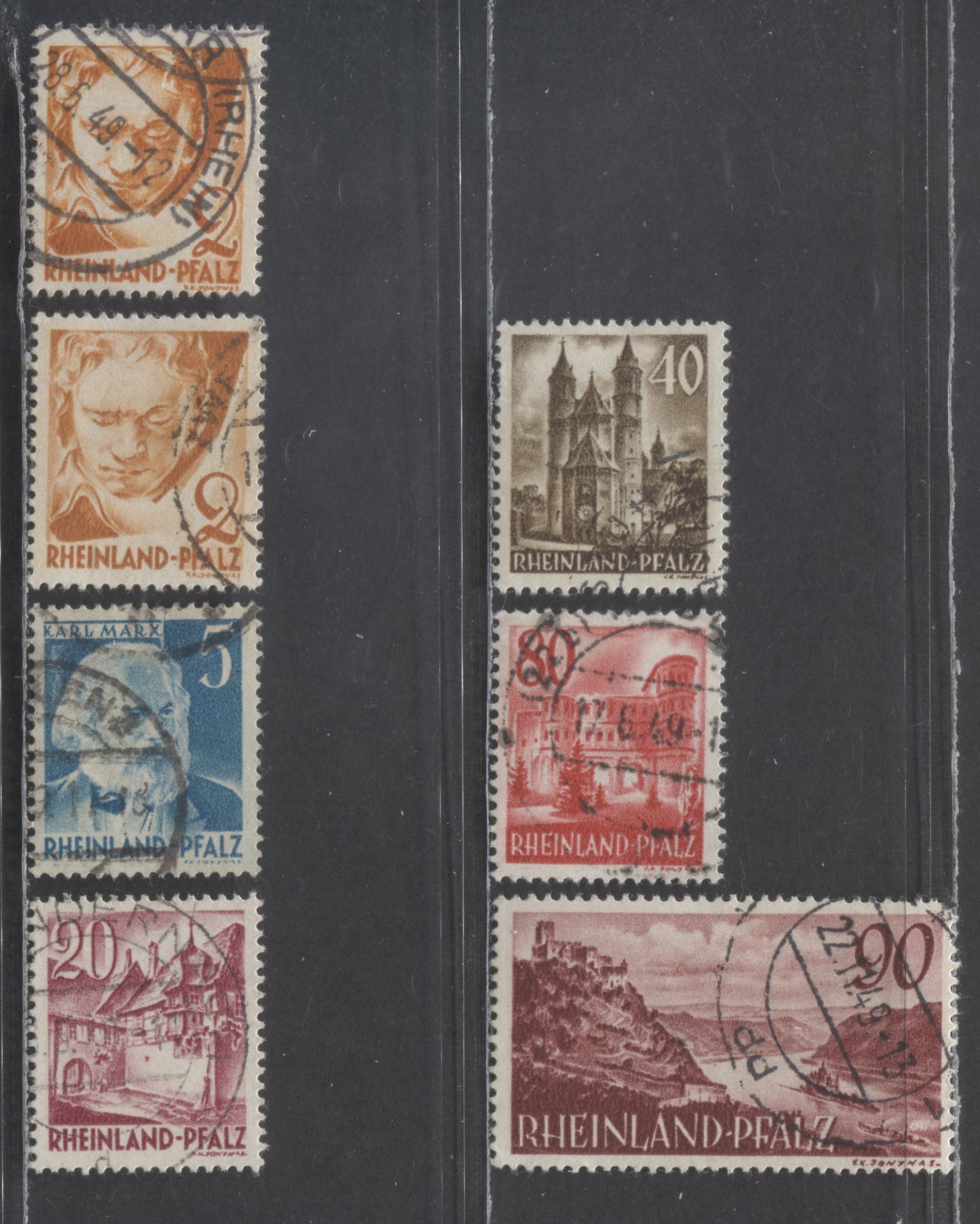 Lot 90 Germany SC#6N30/6N38 1948-1949 Definitives, Without PF + Extra Shade Of The 2pf, 7 Fine/Very Fine Used Singles, Click on Listing to See ALL Pictures, 2017 Scott Cat. $25.3 USD