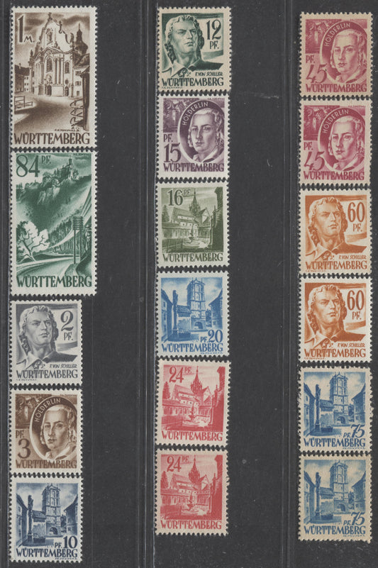 Lot 92 Germany SC#8N1-8N13 1947-1948 Definitives, Plus Additional Shades, 17 F/VFOG Singles, Click on Listing to See ALL Pictures, 2017 Scott Cat. $4.75 USD