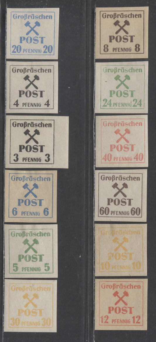 Lot 96 Germany - Michel SC#31-42 1945-1946 Russian Occupation Locals Issues, 12 VFOG Singles, Click on Listing to See ALL Pictures, Estimated Value $10 USD