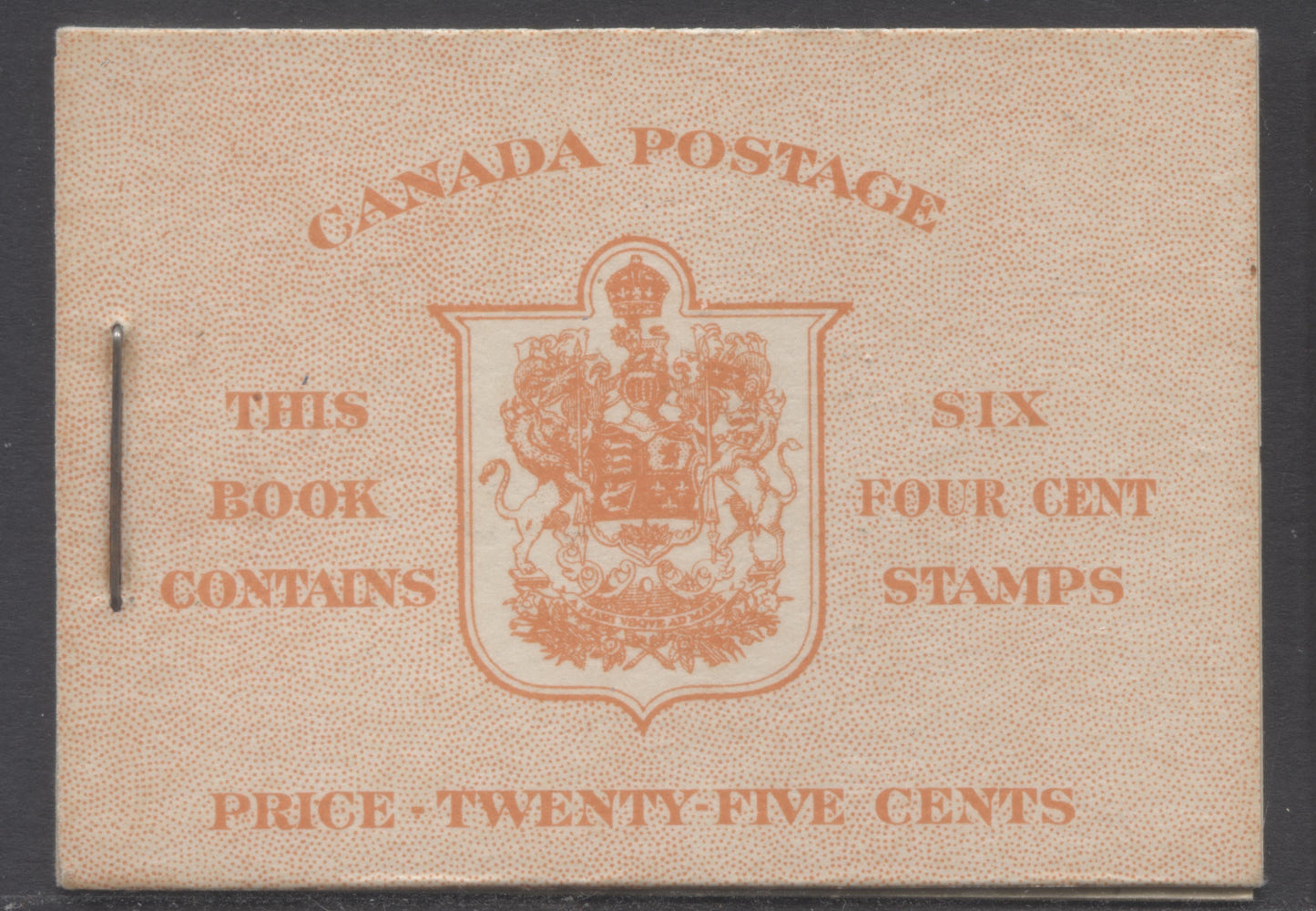 Lot 318 Canada #BK36dE 1942-1947 War Issue, A Complete 25c English Booklet, A Pane Of 6 4c Dark Carmine, Front Cover IIi, Back Cover Caiv, Type II, 7c & 6c Rate Page, 24,114,000 Issued, CBN-IIIIIII