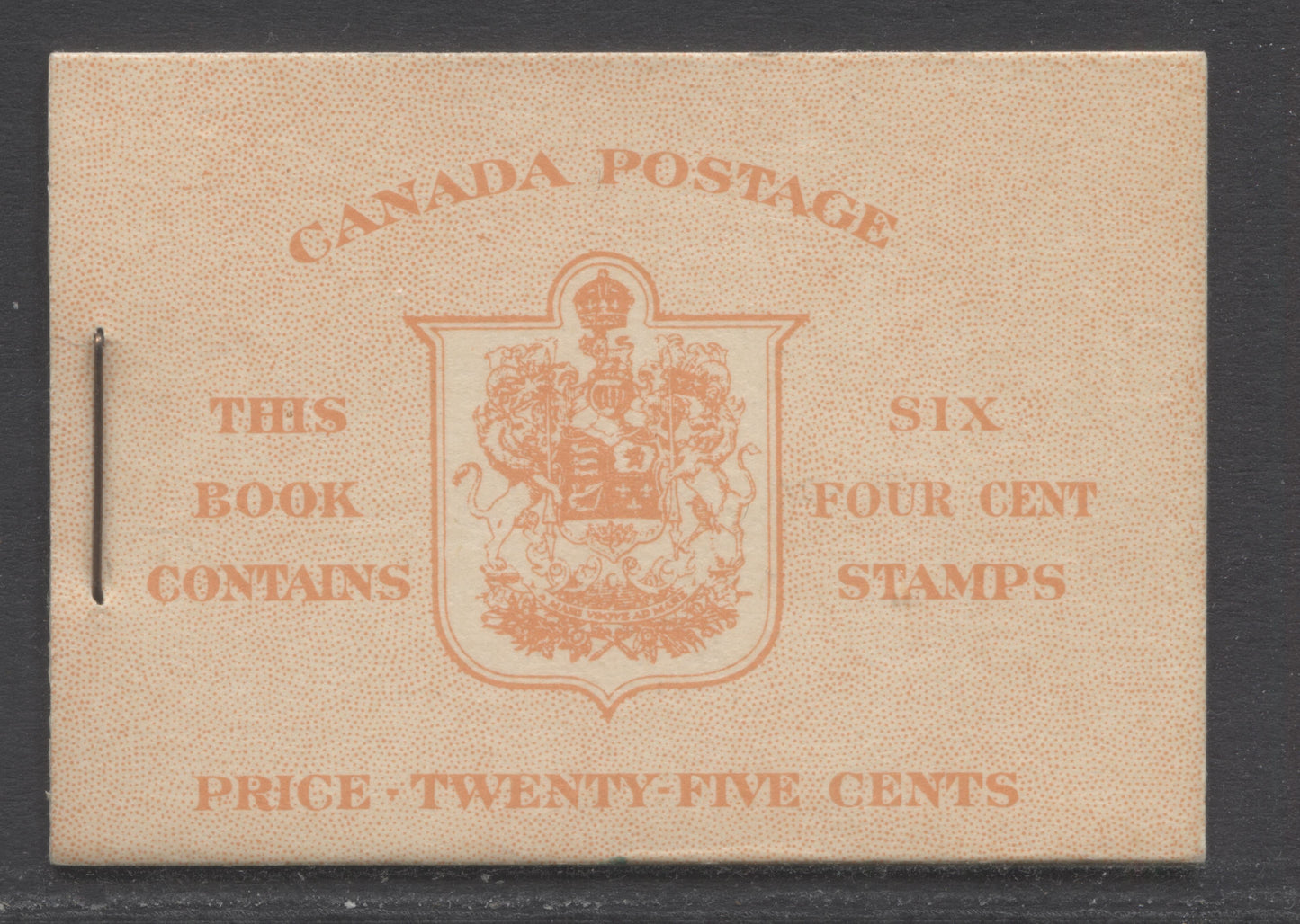 Lot 338 Canada #BK36g 1942-1947 War Issue, A Complete 25c English Booklet, A Pane Of 6 4c Dark Carmine, Front Cover IIi, Back Cover Cbi, Type IIa, 7c & 6c Rate Page, 'Post Master' Two Words, CBN-XXXXX