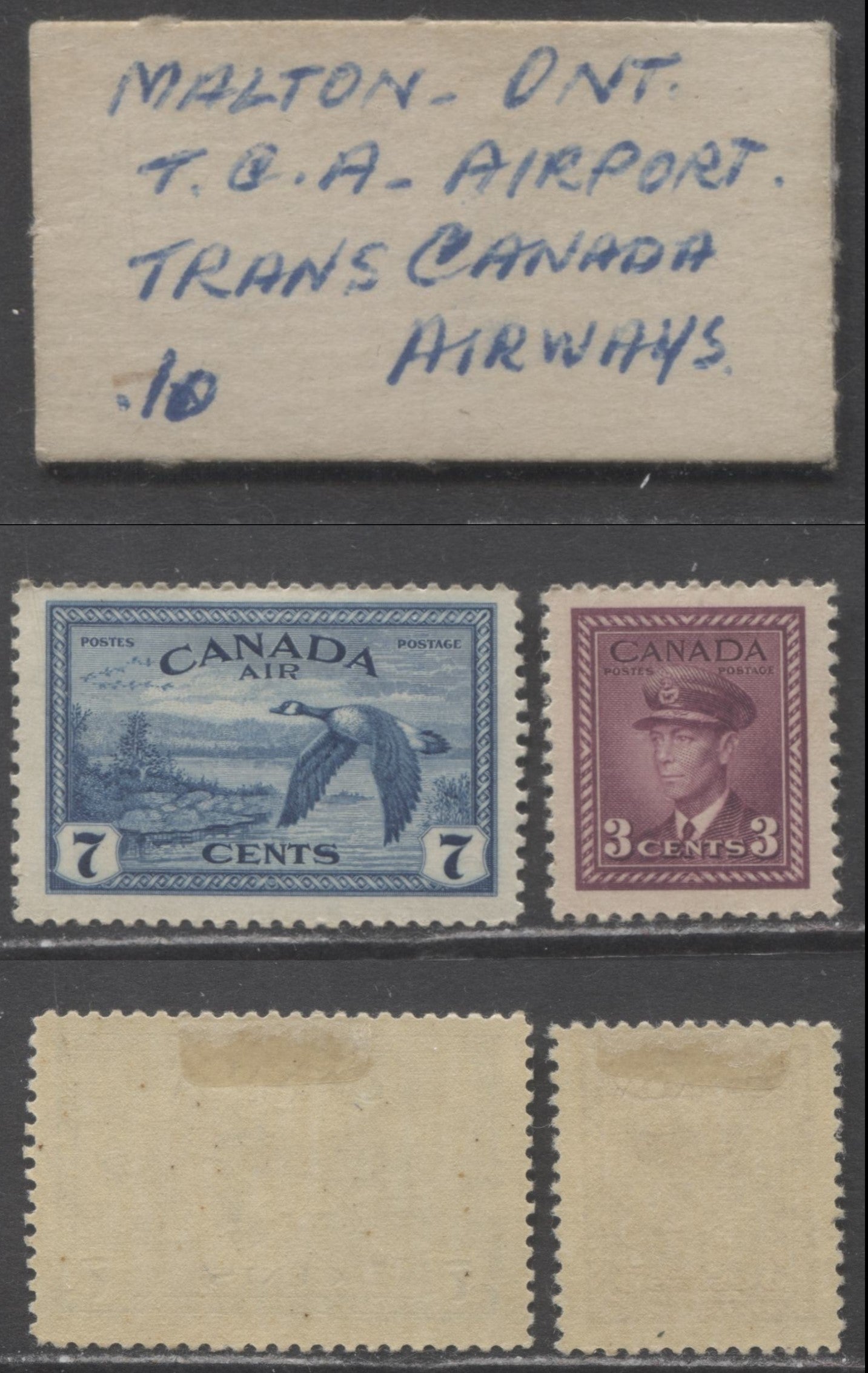 Canada Private Enterprise Booklet 1942-1947 War Issue, A Complete 10c Booklet, 1 3c Rose Violet & 1 7c Blue (Air), Malton, Ontario, Trans Canada Airways