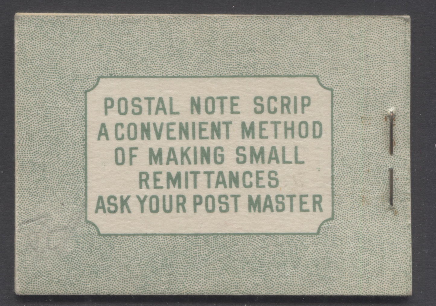 Lot 351 Canada (C) #BK32fE 1942-1947 War Issue, A Complete 25c English Booklet, 4 Panes Of 6 1c Green, Front Cover IIb, Back Cover Cbi, Cover Type IIa, 7c & 6c Rate Page, 'Post Master' Two Words, Paper CBN-XXXXX
