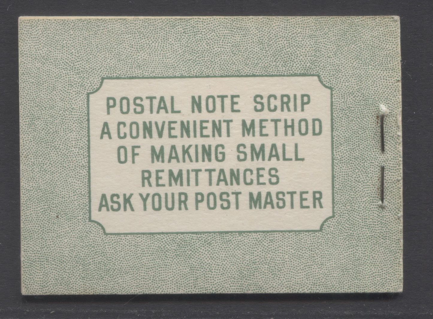 Lot 353 Canada (C) #BK32f 1942-1947 War Issue, A Complete 25c English Booklet, 4 Panes Of 6 1c Green, Front Cover IIb, Back Cover Cbiii, Cover Type IIa, 7c & 6c Rate Page, 'Post Master' Two Words, Paper CBN-XXXXX