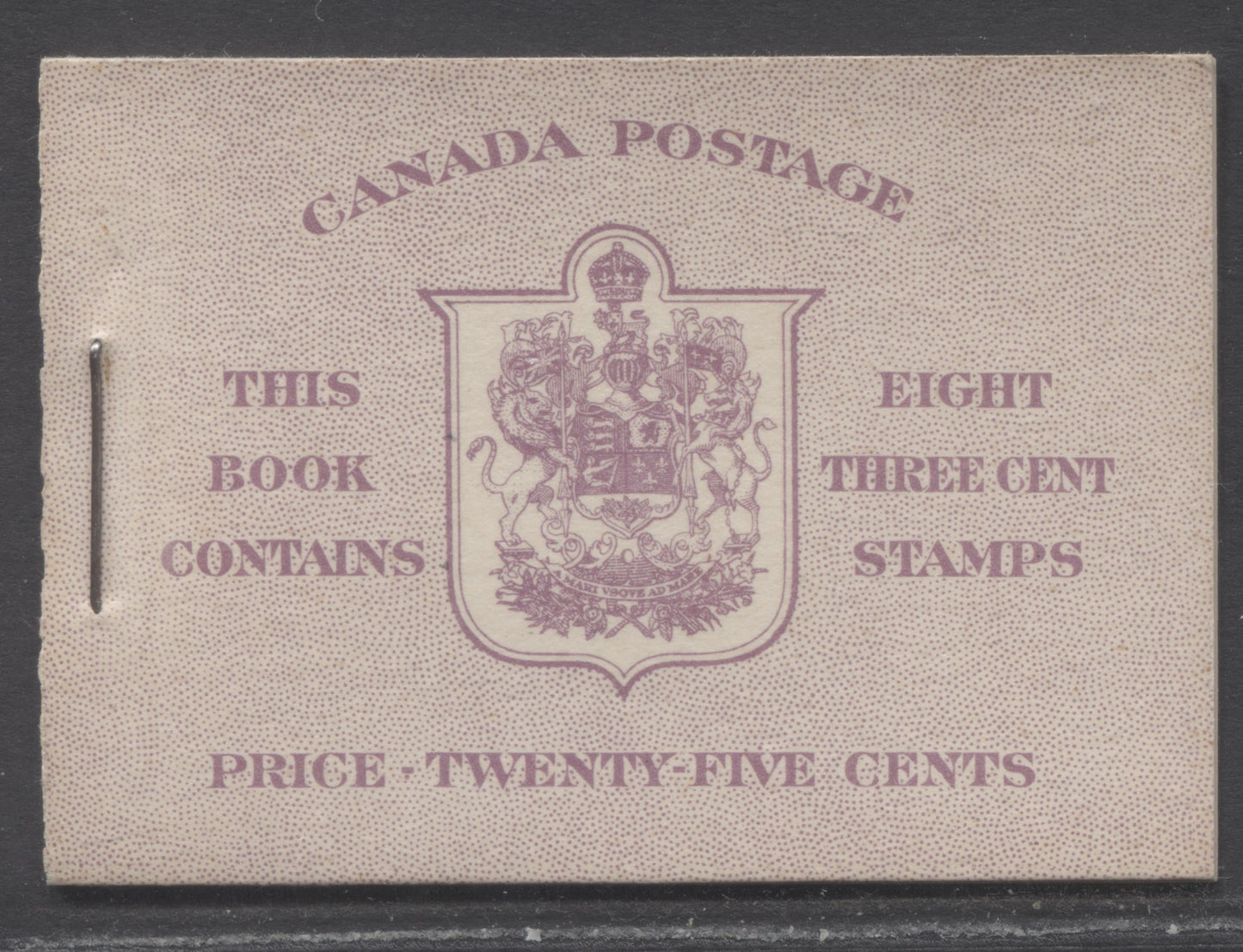 Lot 354 Canada #BK35c IIeCbiv 1942-1947 War Issue, A Complete 25c English Booklet, 2 Panes Of 4+2 Labels 3c Rose Violet, Front Cover IIa, Back Cover Cbiv, Type IIa, 7c & 6c Rates, 'Post Master' Two Words, CBN-BBBBBB Paper, 1,201,000 Issued