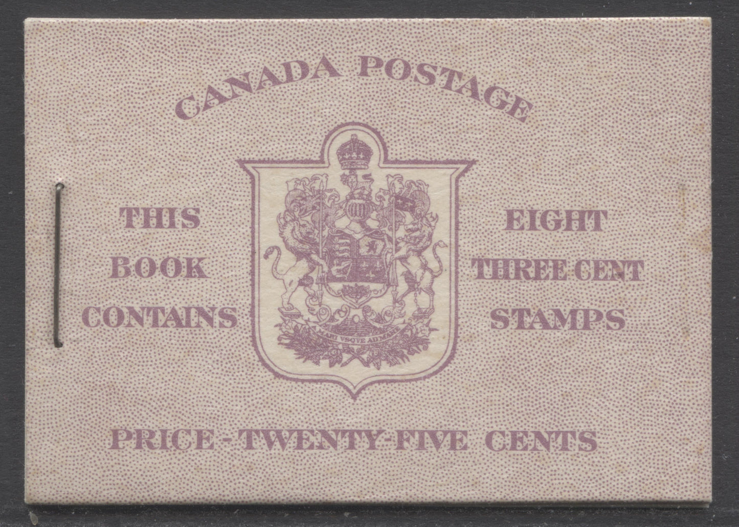 Canada #BK35cE 1942-1947 War Issue, A Complete 25c English Booklet, 2 Panes Of 4+2 Labels 3c Rose Violet, Front Cover IIf, Back Cover Cbiii, Type IIa, 7c & 6c Rates, 'Post Master' Two Words, 1,201,000 Issued