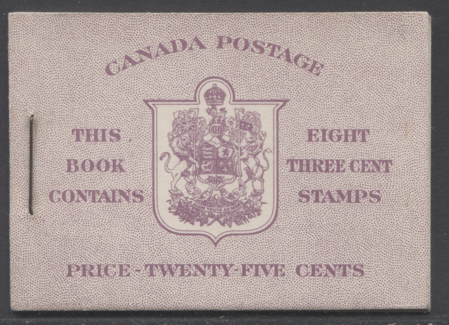 Lot 92 Canada #BK35dE 1942-1947 War Issue, A Complete 25c English Booklet, 2 Panes Of 4+2 Labels 3c Rose Violet, Front Cover IIf, Back Cover Caiii, Type II, 7c & 5c Rates Page, 1,201,000 Issued