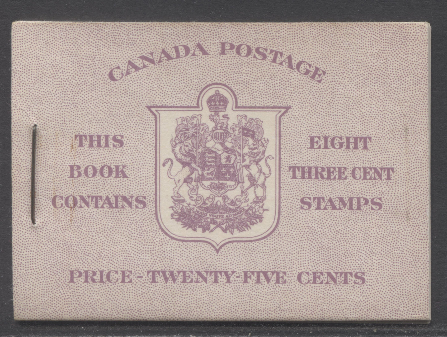 Lot 94 Canada #BK35dE 1942-1947 War Issue, A Complete 25c English Booklet, 2 Panes Of 4+2 Labels 3c Rose Violet, Front Cover IIf, Back Cover Caiv, Type II, 7c & 5c Rates Page, 1,201,000 Issued