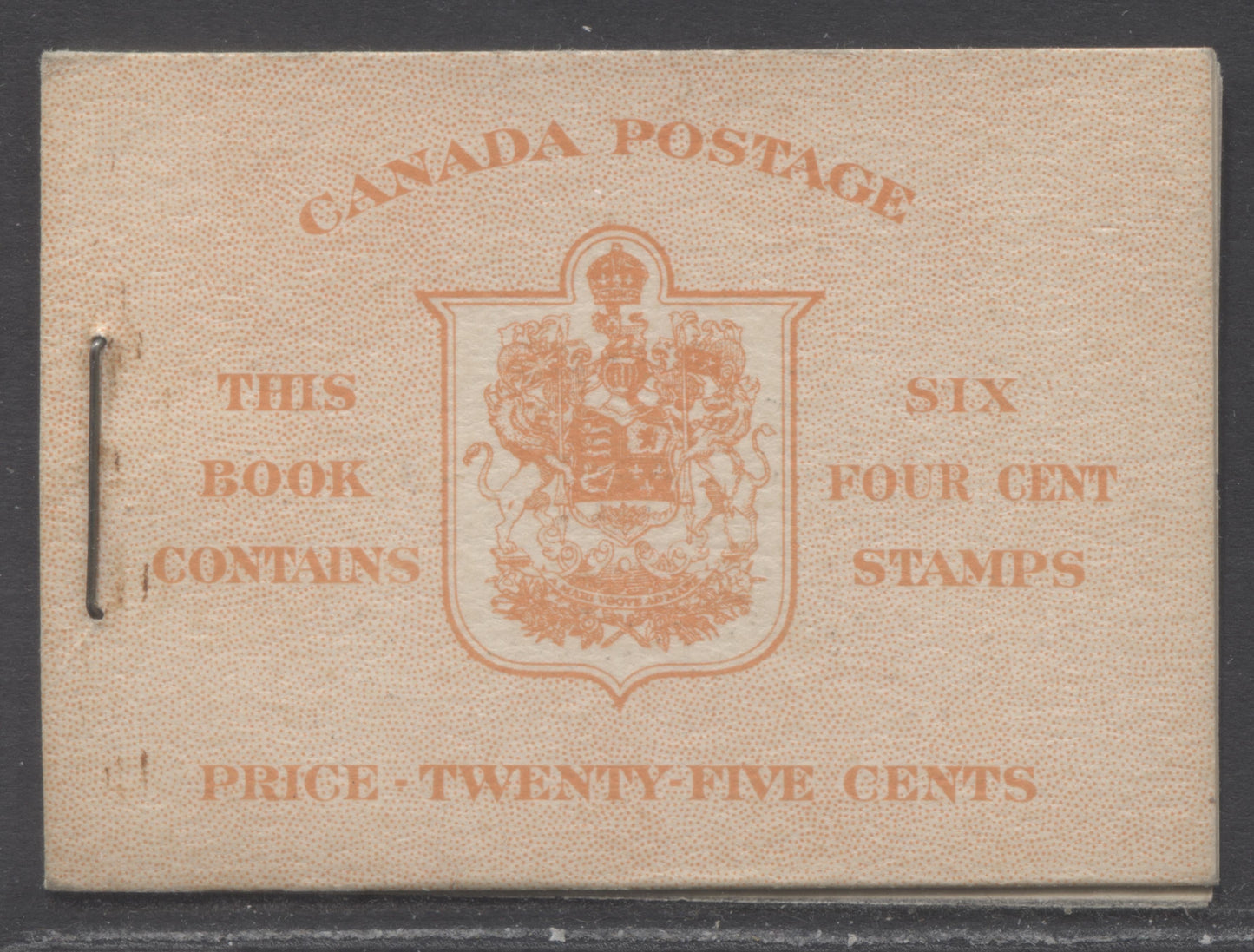 Lot 98A Canada #BK36cE 1942-1947 War Issue, A Complete 25c English Booklet, A Pane Of 6 4c Dark Carmine, Front Cover IIi, Type IA, Surcharged 7c & 6c Rate Page, 24,114,000 Issued