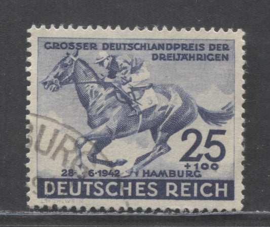Lot 71 Germany SC#B204 (Mi814) 25pf+100pf Blue 1942 73rd Hamburg Day Semi Postal, With Special Hamburg Arms Cancel As Noted In Michel, A Very Fine Used Single, 2022 Scott Classic Cat. $12 USD