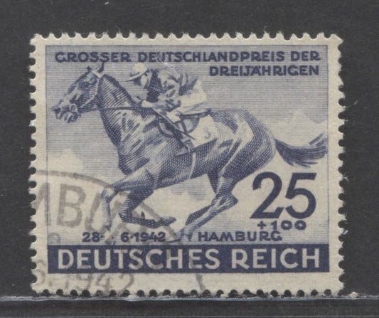 Germany SC#B204 (Mi814) 25pf+100pf Blue 1942 73rd Hamburg Day Semi Postal, With Special Hamburg Arms Cancel As Noted In Michel, A Fine/Very Fine Used Single, Estimated Value $7 USD