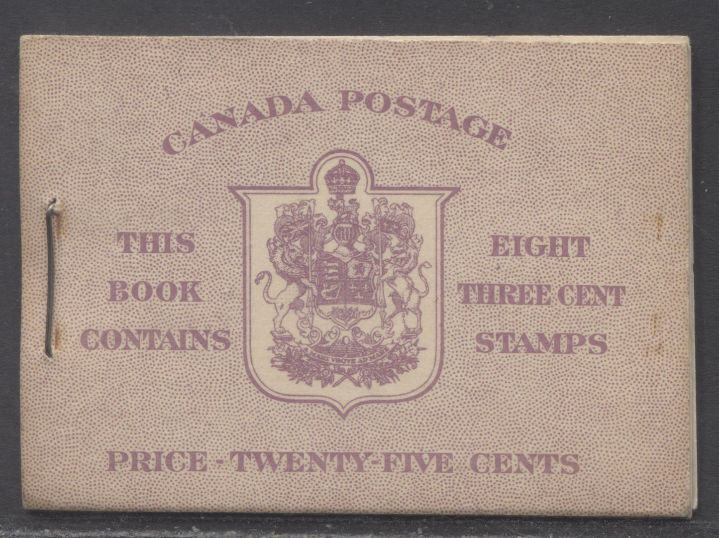 Canada #BK40aEIIeCai 1949-1951 KGVI Issue, A Complete 25c English Booklet With 3c Rose Violet, 2 Panes Of 4+2 Labels. Front Cover IIe, Back Cover Cai, Type I Cover, 7c & 5c Rates, 'Postmaster', 825,000 Issued