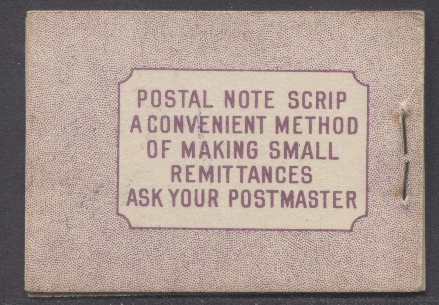 Lot 65 Canada #BK40aE 1949-1951 KGVI Issue, A Complete 25c English Booklet With 3c Rose Violet, 2 Panes Of 4+2 Labels. Front Cover IIe, Back Cover Cai, Type I Cover, 7c & 5c Rates, 'Postmaster', 825,000 Issued