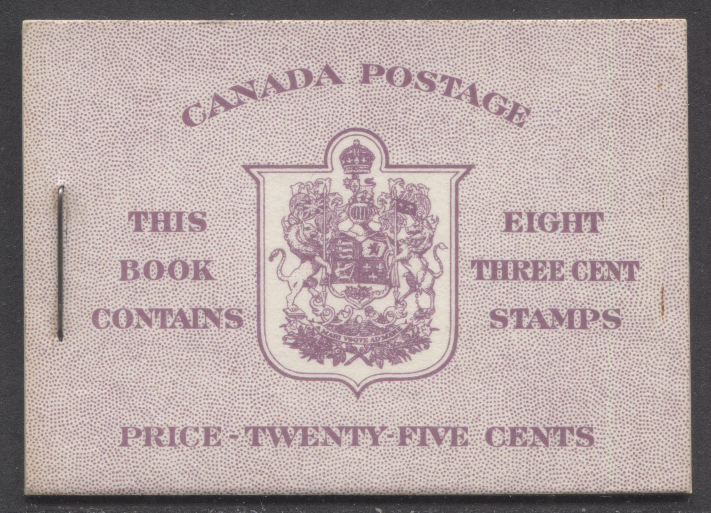 Canada #BK40bEIIfEi 1949-1951 KGVI Issue, A Complete 25c English Booklet With 3c Rose Violet, 2 Panes Of 4+2 Labels. Front Cover IIf, Back Cover Ei, Type II Cover, No Rate Page, 825,000 Issued