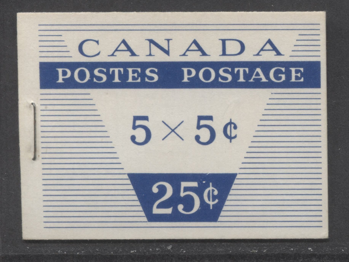 Canada #BK52b 1962-1967 Cameo Issue, A Complete 25c Bilingual Booklet Made Up Of 5c Blue, One Pane Of 5+Label, Type II Cover With Interleaf, Inside 'Local 4c 1st Ounce'