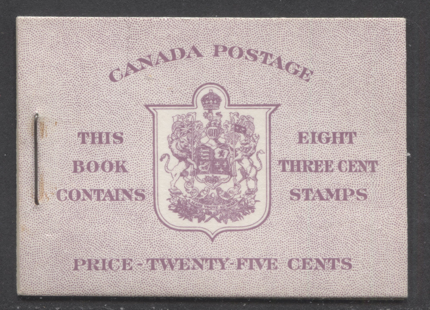 Lot 9 Canada #BK46E 1953 Karsh Issue, A Complete 25c English Booklet Made Up Of 3c Carmine Rose, 2 Panes Of 4+2 Labels, Front Cover IIf, Back Cover Eiii, Type II Cover, No Rate Page