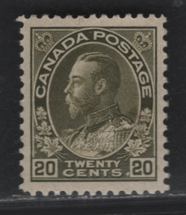 Lot 44 Canada #119c 20c Deep Olive Green King George V, 1911-1928 Admiral Issue, A VFNH Example Of The Wet Printing