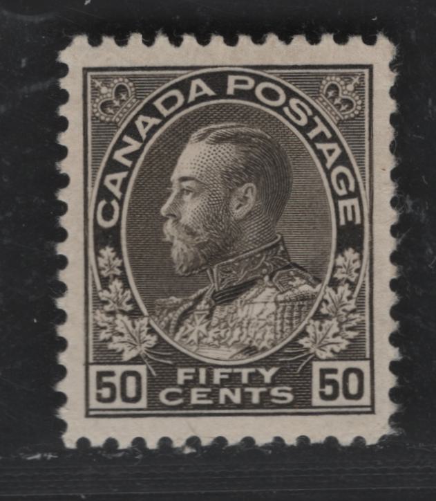 Lot 50 Canada #120ii 50c Brown Black King George V, 1911-1928 Admiral Issue, A VFNH Example Of The Wet Printing With Normal Frameline