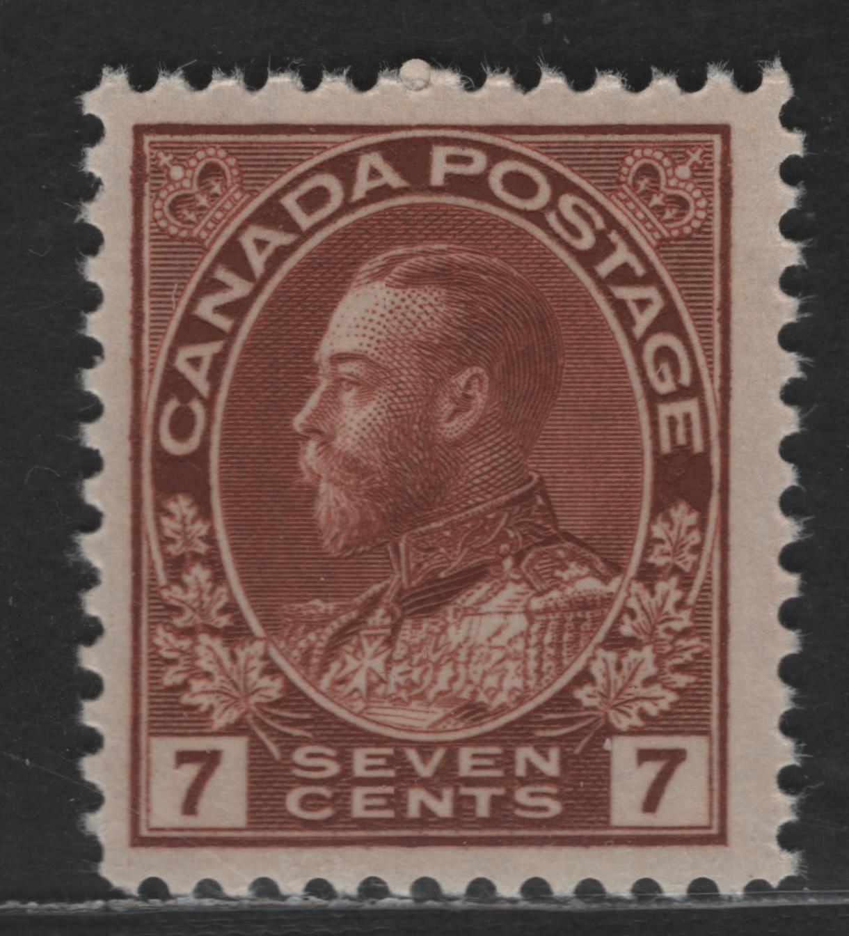 Lot 6 Canada #114 7c Red Brown King George V, 1911-1928 Admiral Issue, A Fine NH Example of the Dry Printing