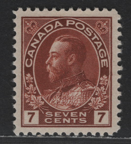 Lot 9 Canada #114b 7c Lake Brown King George V, 1911-1928 Admiral Issue A VFOG Example of the Wet Printing