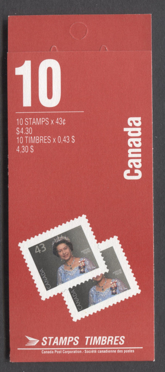 Lot 103 Canada BK155a 1992-1994 Definitive Issue, A 43c Multicolored Booklet, Sealed, HB Cover Cover Stock, Coated Papers Paper, 2 Small Stamps' & 'Special Letter' Covers, AP Printing, Perf 13.1 x 13.6,  49c & 86c Rates