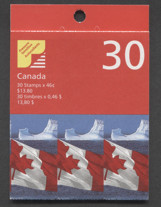 Canada #BK215Bavar 1998-1999 Definitive Issue, A 46c Multicolored Booklet, Unsealed Cover, C-Paper, LF Cover Stock, '3 Flags' & 'The Right Way To Address' Cover, Incorrect Imprint 'C' Instead Of 'J', APC Printing, Perf 13 x 13.5, 01718 6 Barcode