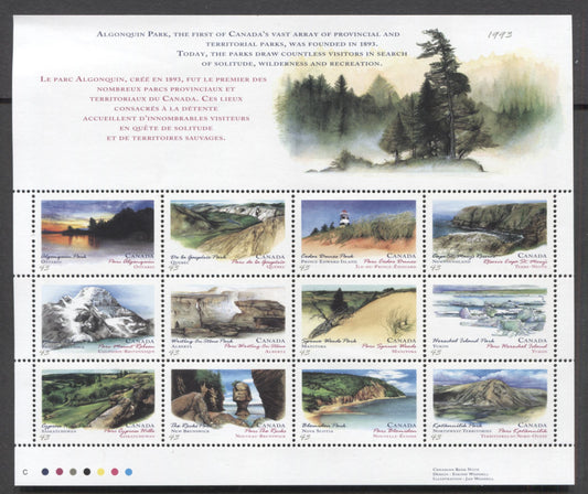Canada #1483a 43c Multicolored, 1993 Canada Day Issue, A VFNH Sheet Of 12  On NF/DF CPP Paper, With Full Decorative Border