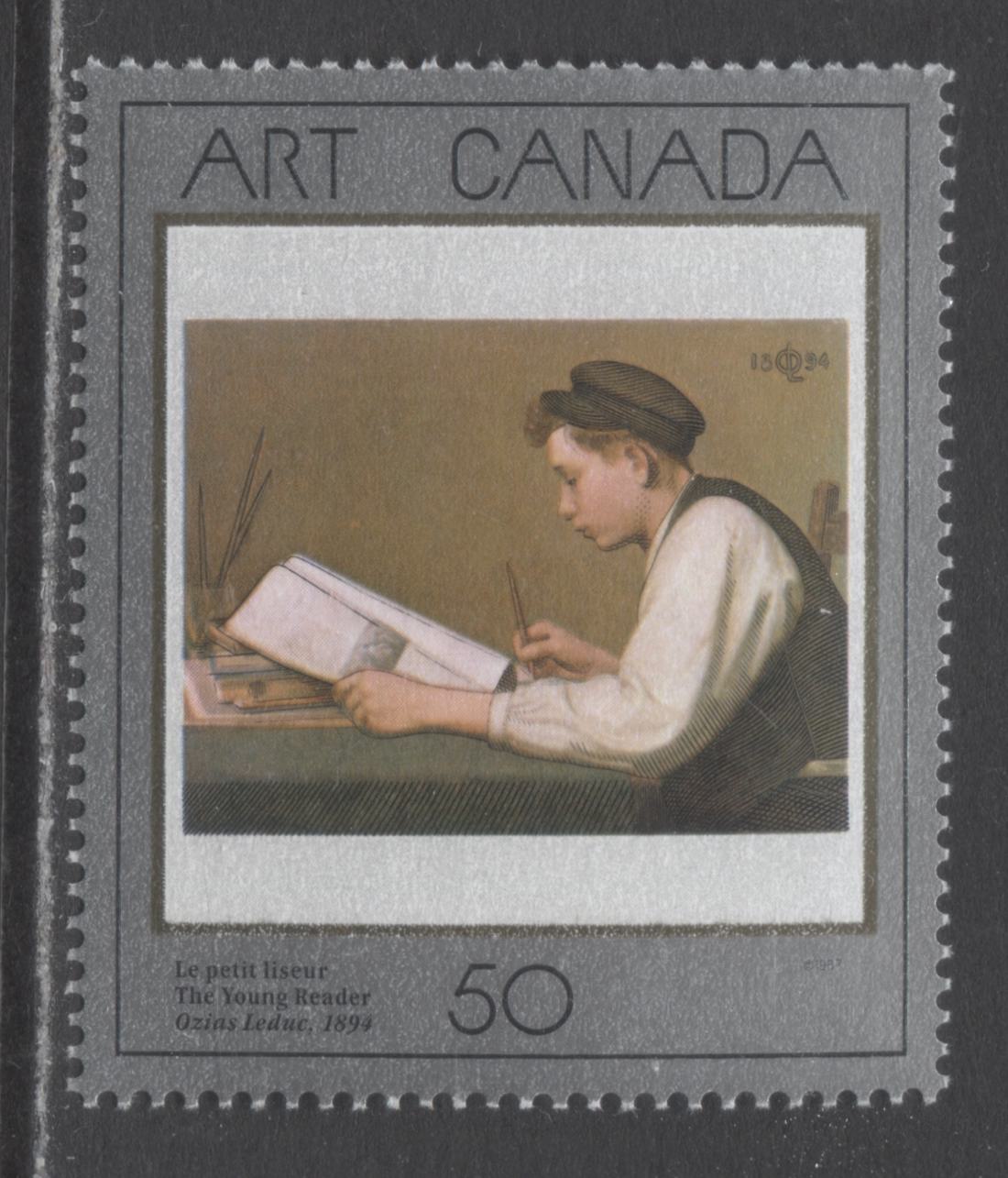 Lot 244 Canada #1203i 50c Multicolored The Young Reader, 1988 Masterpieces Of Canadian Art, A VFNH Single On LF Harrison Paper