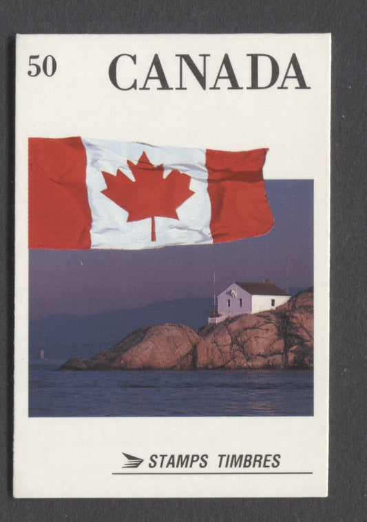 Canada #BK123var 1990-1991 Definitive Issue, A 50c Multicolored Booklet, Fluorescent Cover, Coated Papers Paper, Pt. Atkinson Lighthouse' Cover With Description, AP Printing, Perf 13.3 x 14, Sliver Tag On 2/1