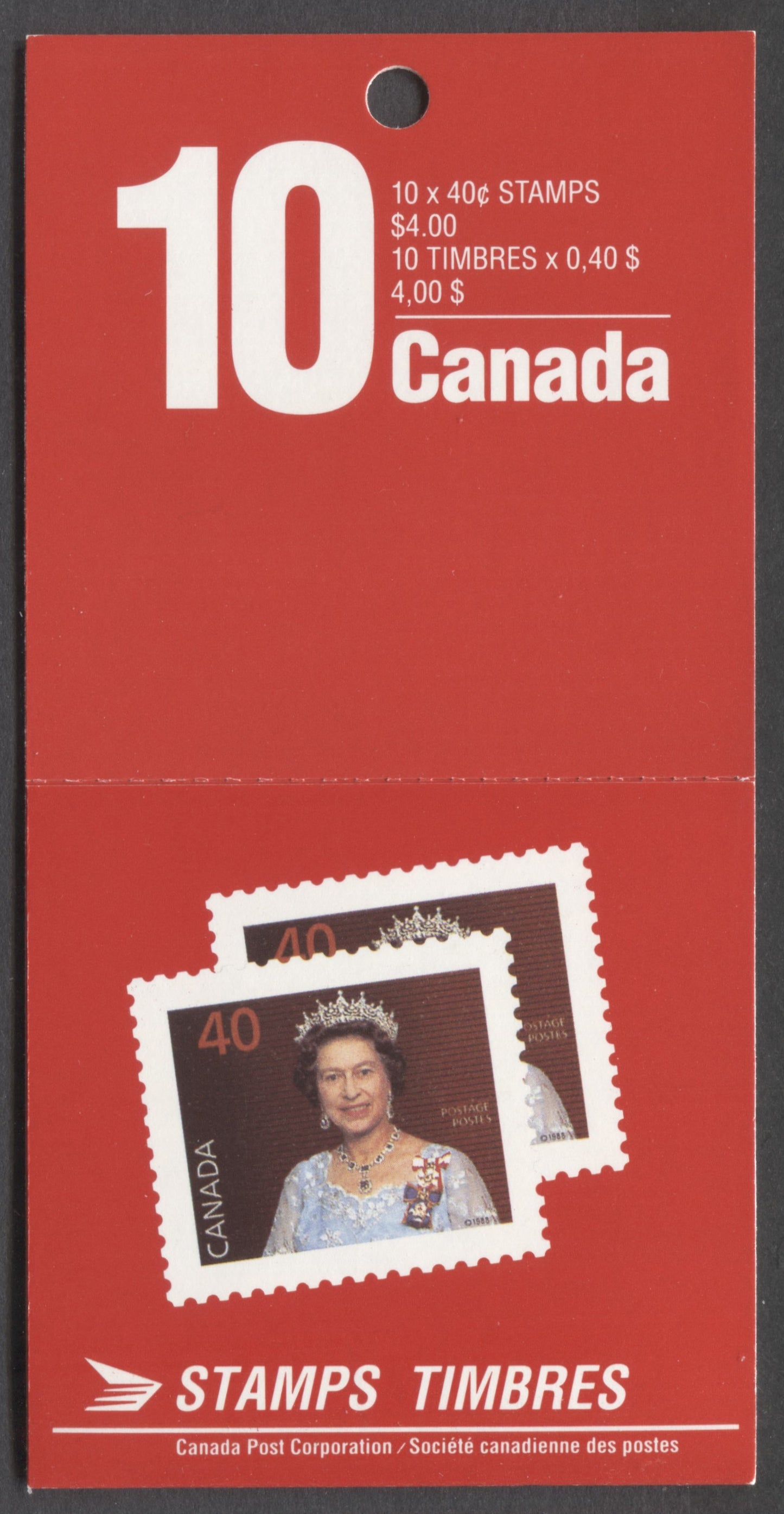 Lot 51 Canada #BK126 1990-1991 Definitive Issue, A 40c Multicolored Booklet, Sealed, LF Smooth Cover Stock With Non Flsc Ink, Coated Paper, 2 Stamps' & 'Souvenir Collection' Covers, AP Printing, Perf 13.6 x 13, Sliver Tag Bar on Label