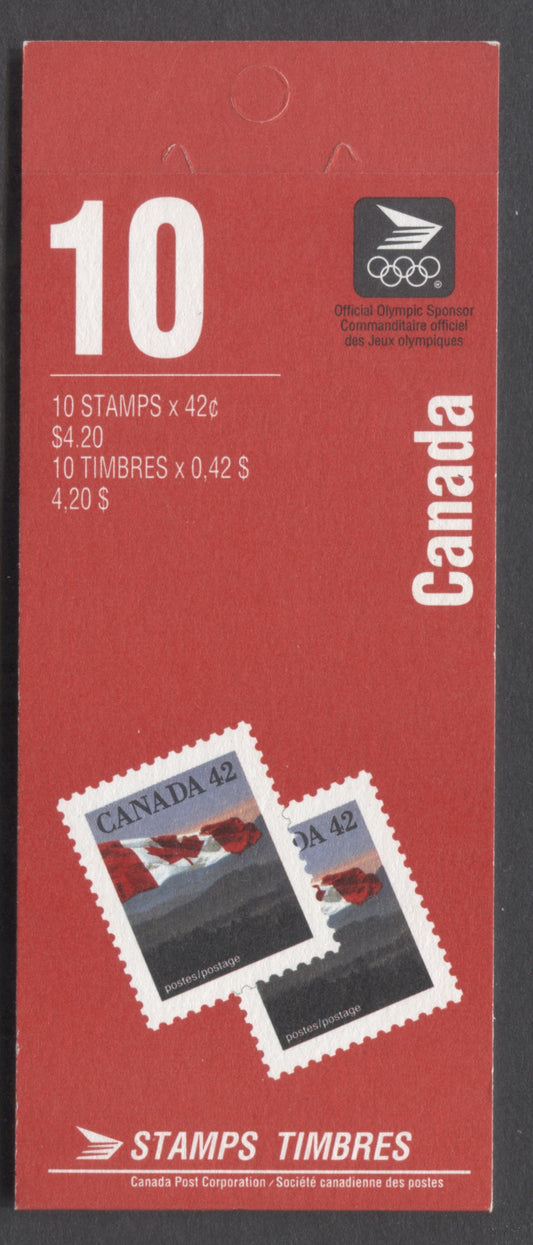 Lot 59 Canada #BK137c 1991-1992 Definitive Issue, A 42c Multicolored Booklet, Sealed, HB Cover Cover Stock, Coated Papers Paper, 2 Stamps' & 'Special Letter' Covers, AP Printing, Perf 13.6 x 13.1, Perforated Selvedge