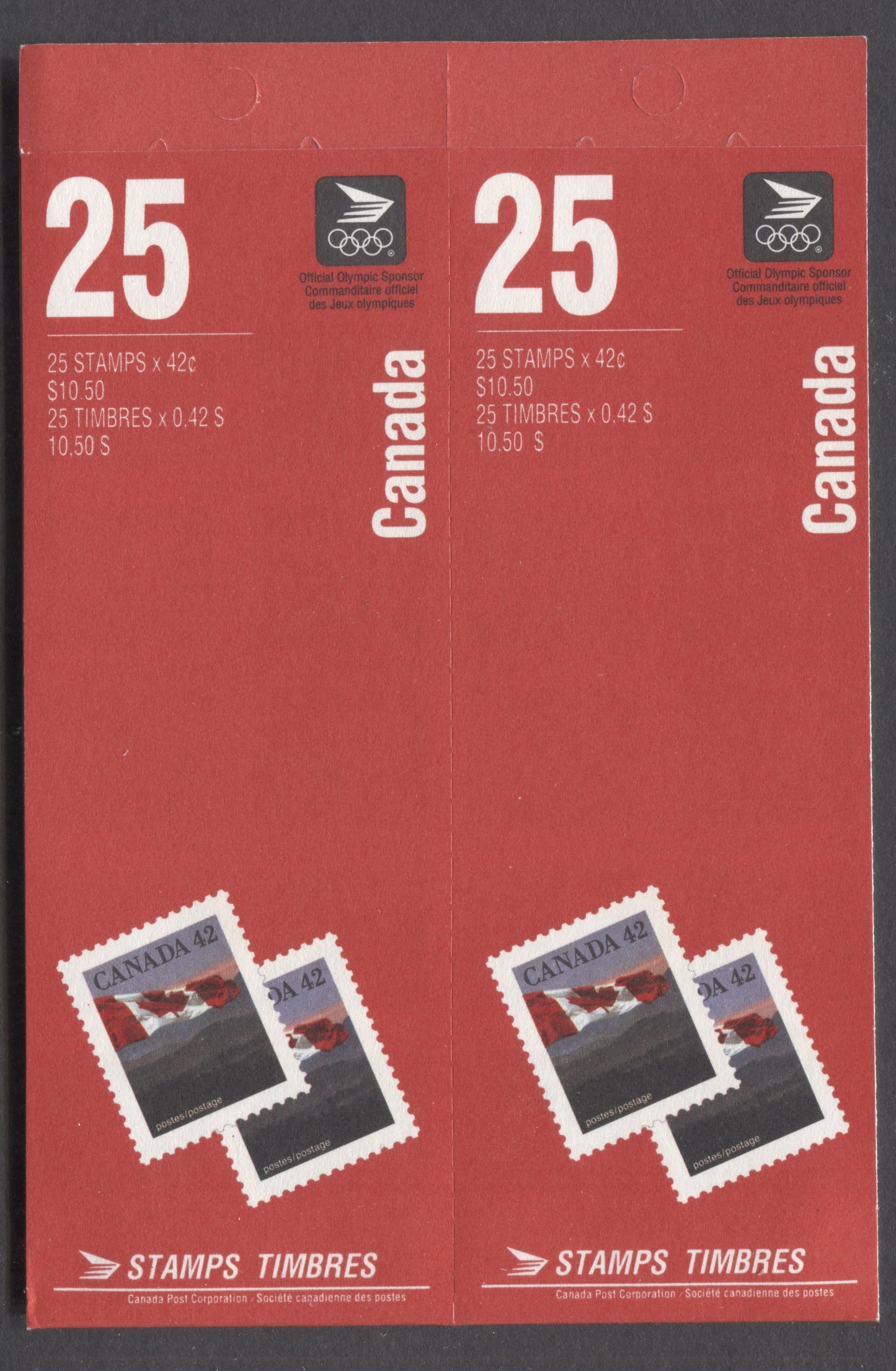 Lot 69 Canada #BK139a 1991-1992 Definitive Issue, A 42c Multicolored Booklet, Sealed, HB Cover Cover Stock, Coated Papers Paper, 4 Stamps' & 'Save $1' Covers, AP Printing, Perf 13.6 x 13.1,   No Tag Bar Along Label Edge At Bottom