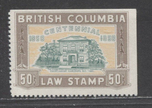 Lot 67 Canada - British Columbia #BCL48 50c Brown Court House, 1958 Centennial Law Issue, A FNH Single With Davac Gum