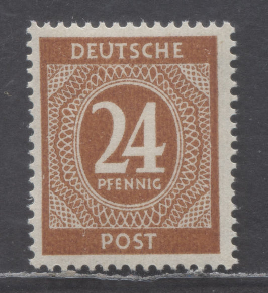 Lot 68 Germany SC#544var (Mi 925c) 24pf Dark Brown Orange 1946 Numeral Definitives, A F/VFNH Single, Click on Listing to See ALL Pictures, Estimated Value $20 USD