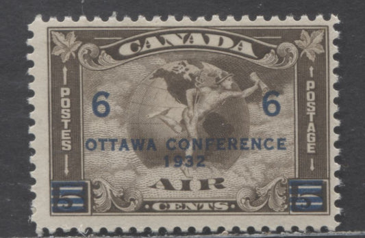 Lot 60 Canada #C4 6c on 5c Olive Brown Mercury with Scroll, 1932 Air Mail Issue, A FOG Single