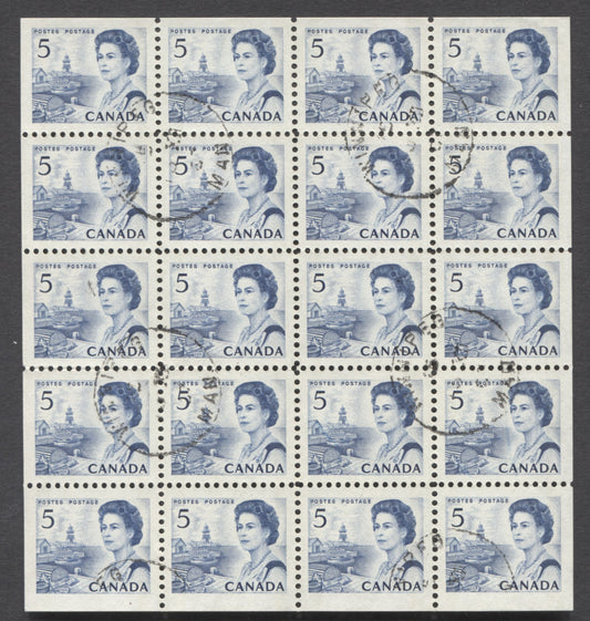 Lot 6 Canada #458bp 5c Blue Queen Elizabeth II, 1967-1973 Centennial Issue, A VFNH Tagged Miniature Pane Of 20