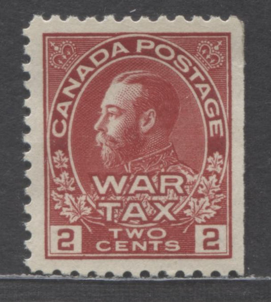 Lot 63 Canada #MR2 2c Carmine King George V, 1915 War Tax Issue, A VFOG Right Sheet Margin Single with NH Gum But Very Tiny Disturbance At UR