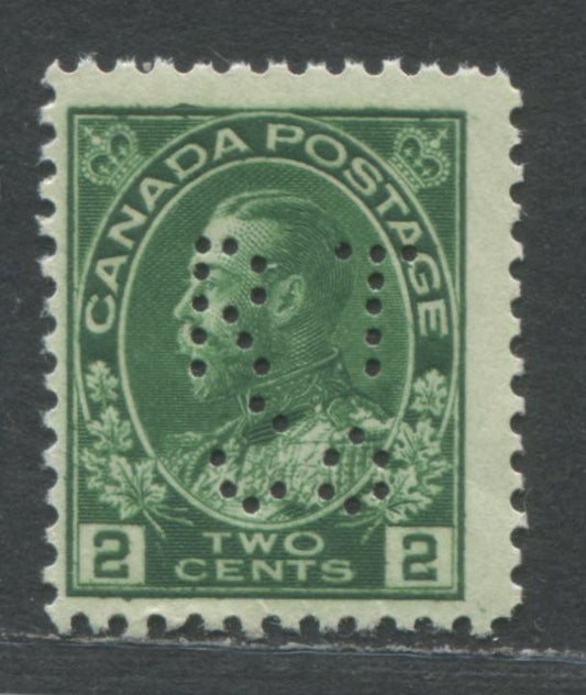 Lot 56 Canada #107i 2c Deep Green King George V, 1911-1928 Admiral Issue, A FOG Example Of The Wet Printing, Rt Co. Perfin