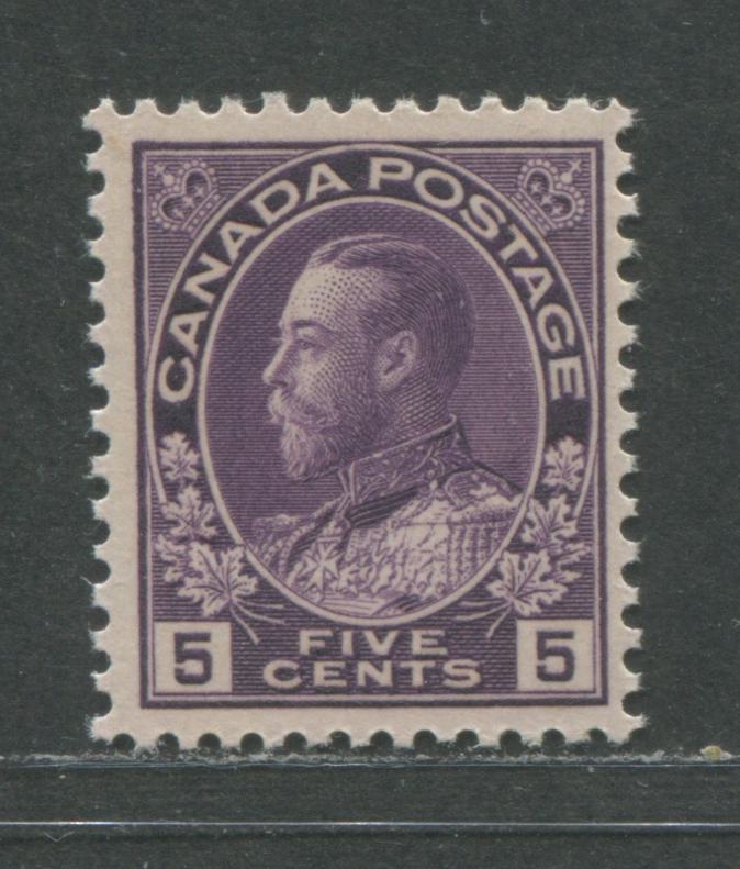 Canada #112c 5c Violet King George V, 1911-1928 Admiral Issue, A FNH Example Of The Dry Printing With Redrawn Frameline