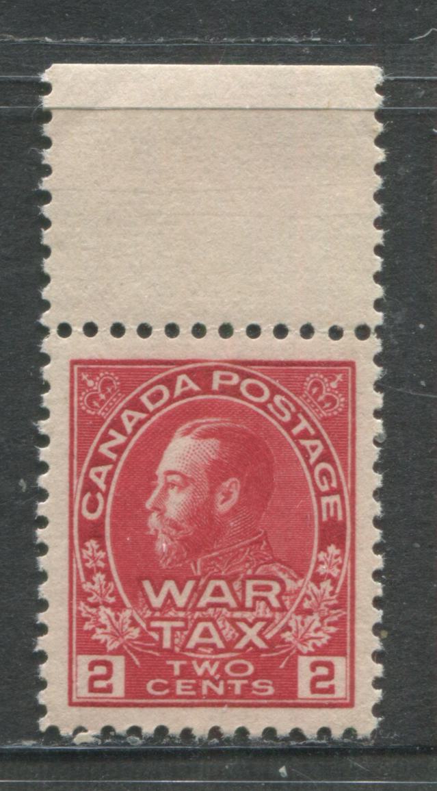 Canada #MR2a 2c Rose Carmine King George V, 1915-1918 Admiral War Tax Issue, A VF Example With Re-Distributed OG And Jumbo Margins