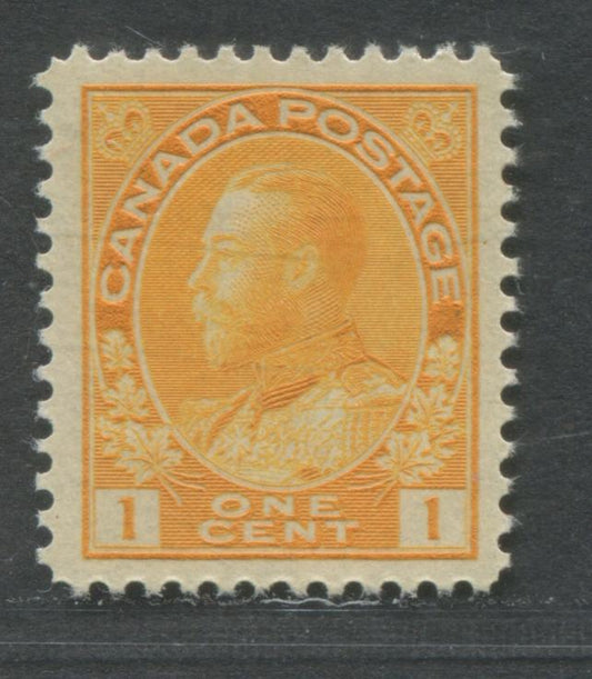 Canada #105f 1c Yellow Orange King George V, 1911-1928 Admiral Issue, A VFNH Example Of The Die One Dry Printing