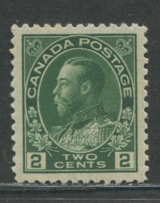Canada #107a 2c Deep Green King George V, 1911c - 1928 Admiral Issue, A VFOG Example Of The Wet Printing On Experimental Thin Paper