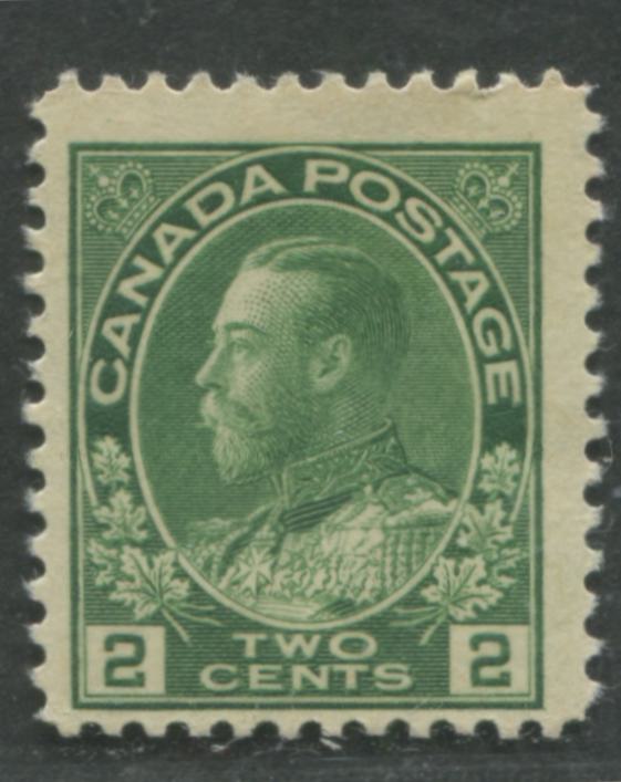 Lot 51 Canada #107e 2c Green King George V, 1911-1928 Admiral Issue, A FOG Example Of The Dry Printing