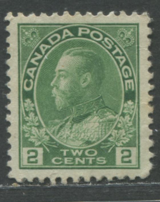 Lot 52 Canada #107e 2c Green King George V, 1911-1928 Admiral Issue, A VF Unused Example Of The Dry Printing