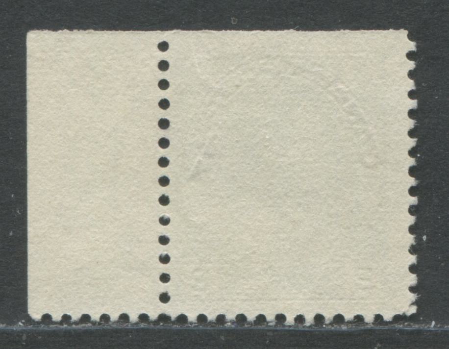 Lot 53 Canada #107e 2c Green King George V, 1911-1928 Admiral Issue, A Fine Used Example With Cutting Guideline Arrow, From The Upper Right Corner Of The Sheet