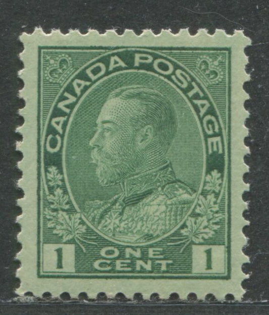 Lot 6 Canada #104v 1c Deep Green On Grayish Paper, King George V, 1911-1928 Admiral Issue, A VFNH Example