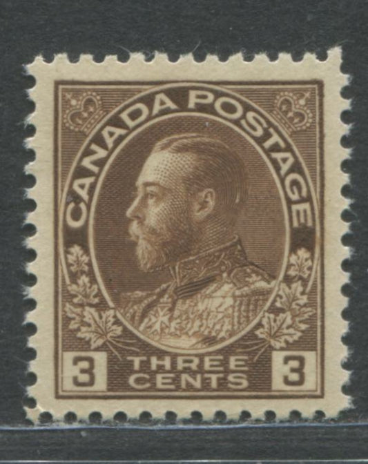 Lot 66 Canada #108c 3c Brown King George V, 1911-1928 Admiral Issue, A VFNH Example Of The Dry Printing With Redrawn Frame Line