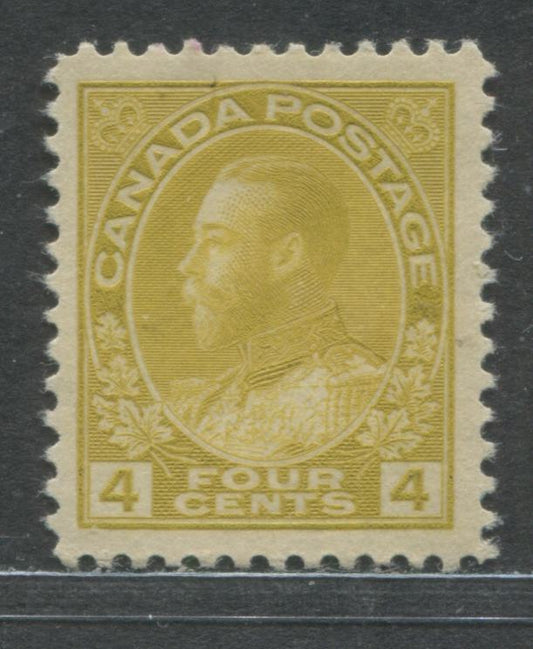 Lot 84 Canada #110d 4c Pale Bistre Yellow King George V, 1911-1928 Admiral Issue, A Fine Unused Example Of The Dry Printing