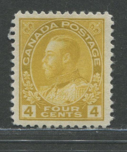 Lot 86 Canada #110c 4c Golden Yellow King George V, 1911-1928 Admiral Issue, A VF Unused Example Of The Wet Printing