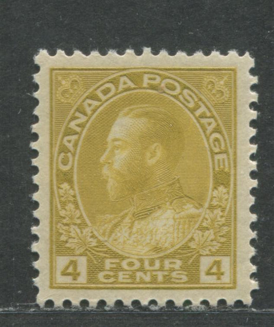 Lot 87 Canada #110d 4c Yellow Ochre King George V, 1911-1928 Admiral Issue, A VFNH Example Of The Dry Printing
